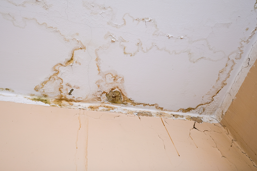 Rain Water Leaks On The Ceiling Because Of Damaged Roof Causing