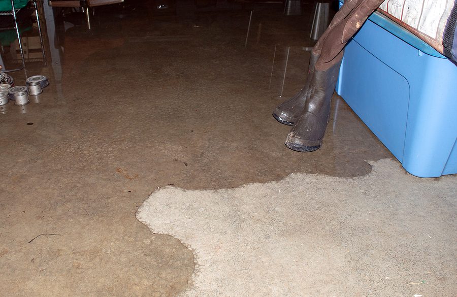 A Pair Of Hip Boots Stand Ready As The Basement Begins To Flood